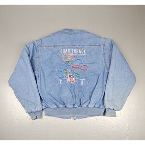 Swingster NFL Quarterback Club Jean Jacket Mens Small Vintage 90s Football Denim